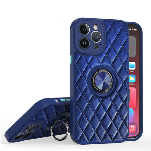 Luxury Shockproof Diamond Quilted Ring Holder Phone Case For iPhone - Case Monkey