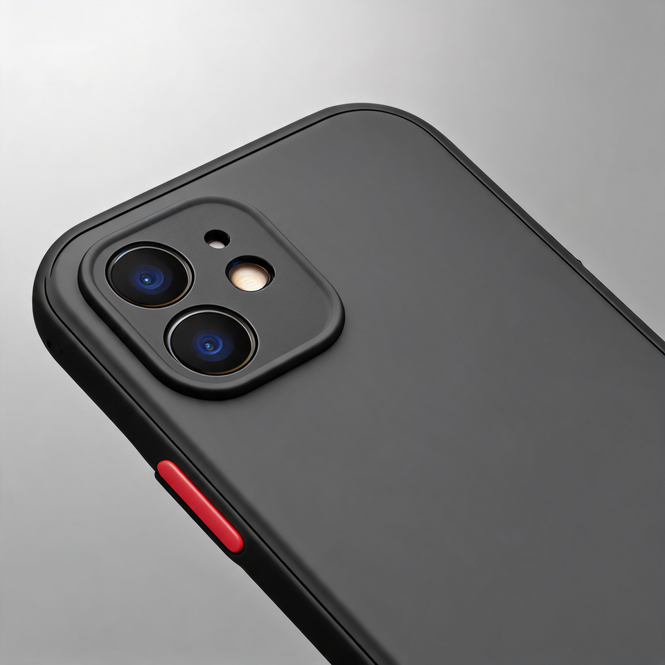 Shockproof Matte Silicone Bumper Phone Case For iPhone camera cutout close-up
