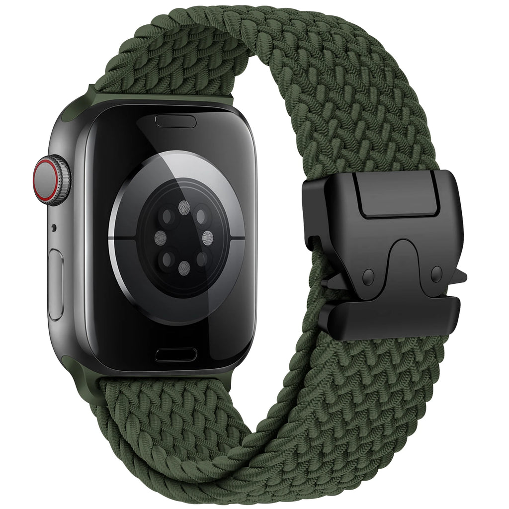 Army Green Braided Nylon Parachute Strap for Apple Watch Ultra & Series 