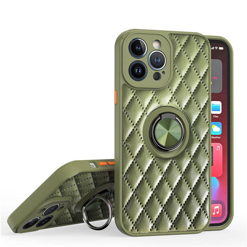 Luxury Shockproof Diamond Quilted Ring Holder Phone Case For iPhone - Case Monkey