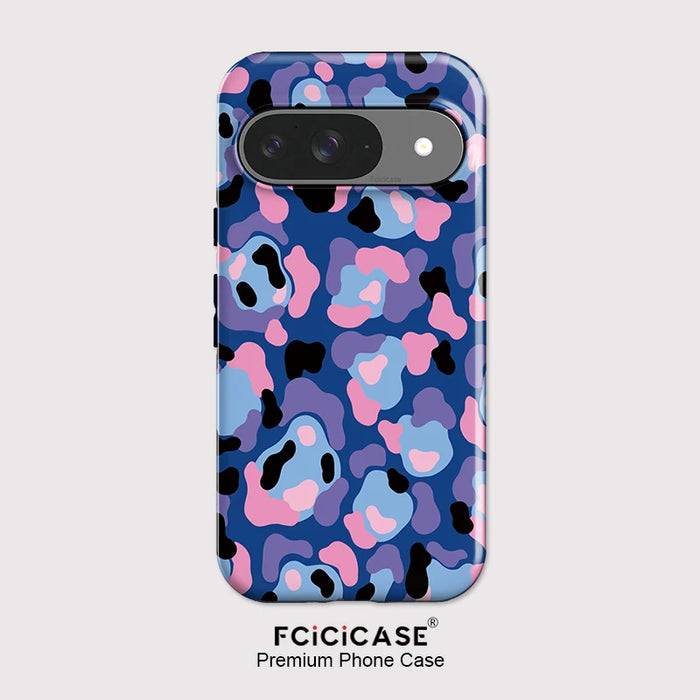 Leopard Pattern Phone Case - Dual Layer PC + TPU Protective Cover for Google Pixel 8a to 10 Pro XL
