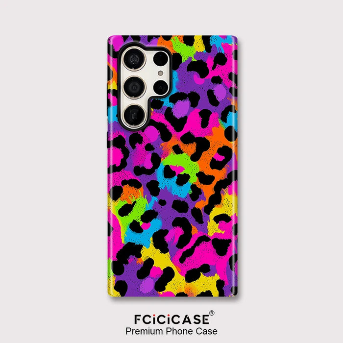 Colorful Leopard Print Phone Case - Shockproof Dual-Layer TPU + PC Drop Protection, Samsung S20 FE to S26 Ultra