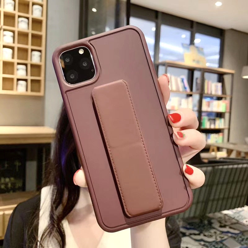 Leather Wrist Strap Case With Stand For iPhone - Case Monkey