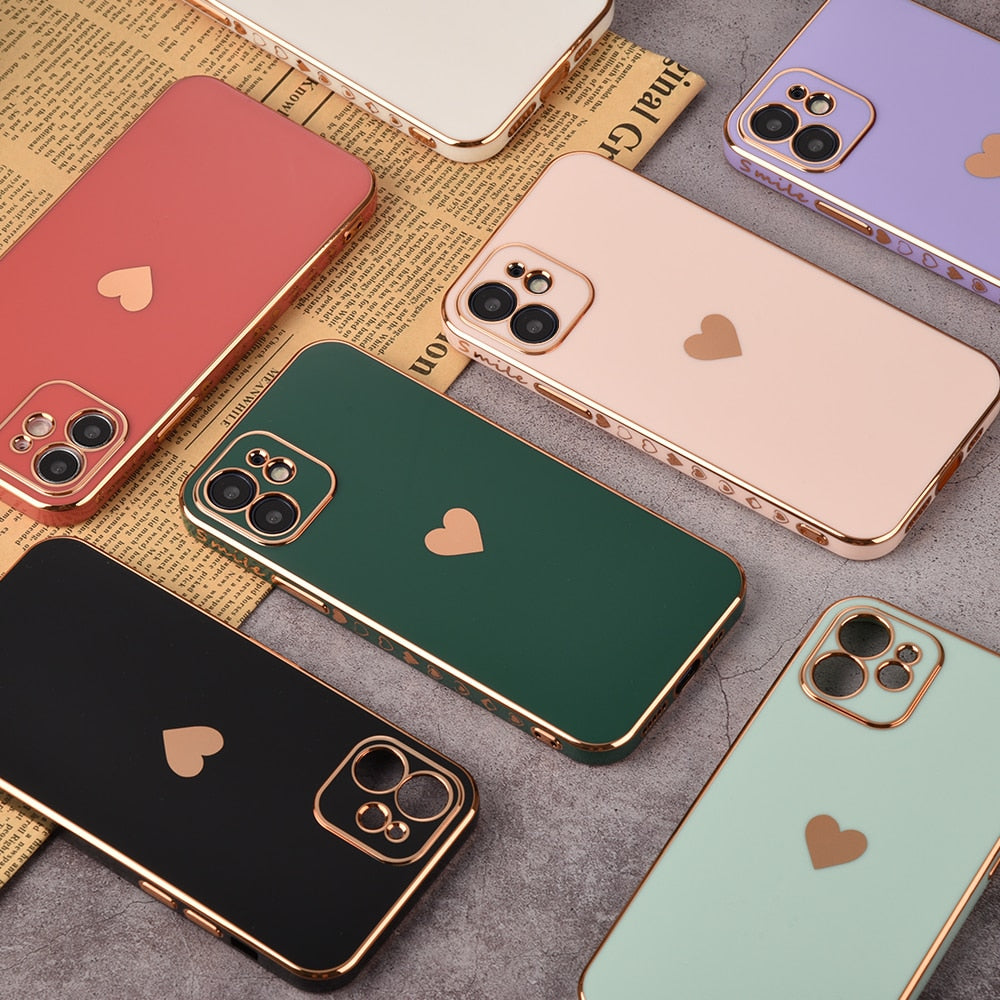 Full Lens Protection Plated Heart Phone Case For iPhone - Case Monkey