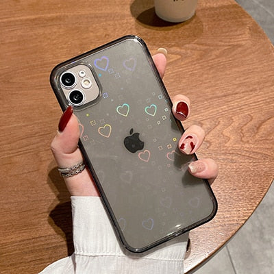 Holographic Transparent Case With Hearts For iPhone - Case Monkey