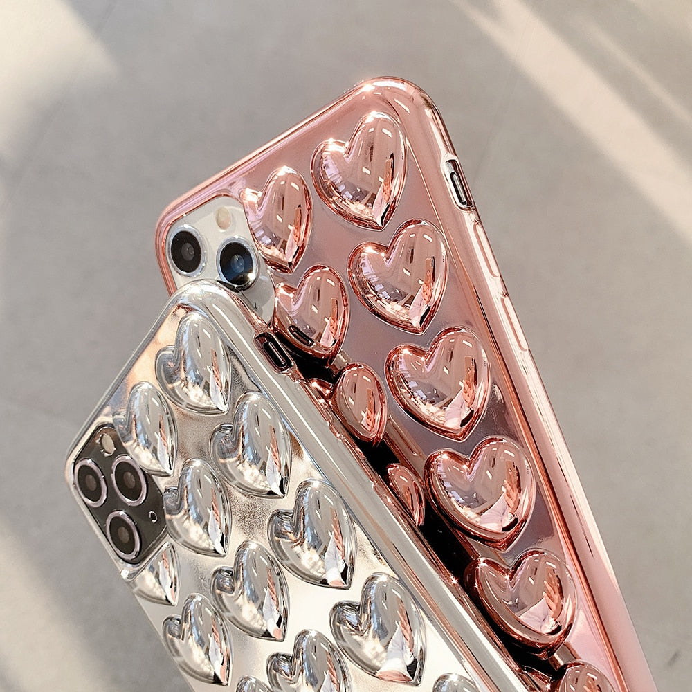 Metallic 3D Love Heart For iPhone - Case Monkey