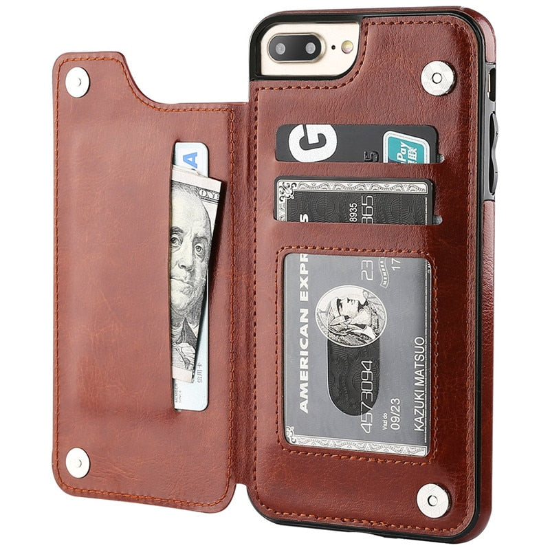 Luxury Slim Fit Premium Leather Flip Case For iPhone - Case Monkey