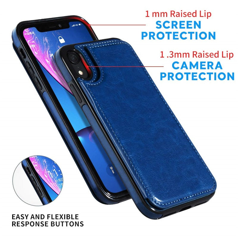 Luxury Slim Fit Premium Leather Flip Case For iPhone - Case Monkey
