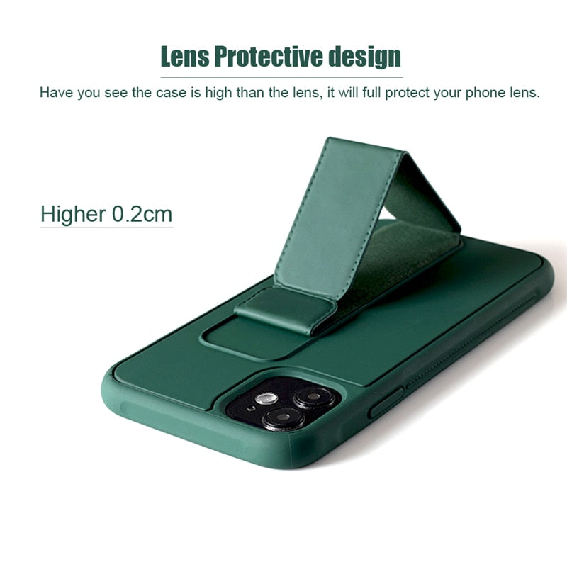 Leather Wrist Strap Case With Stand For iPhone - Case Monkey