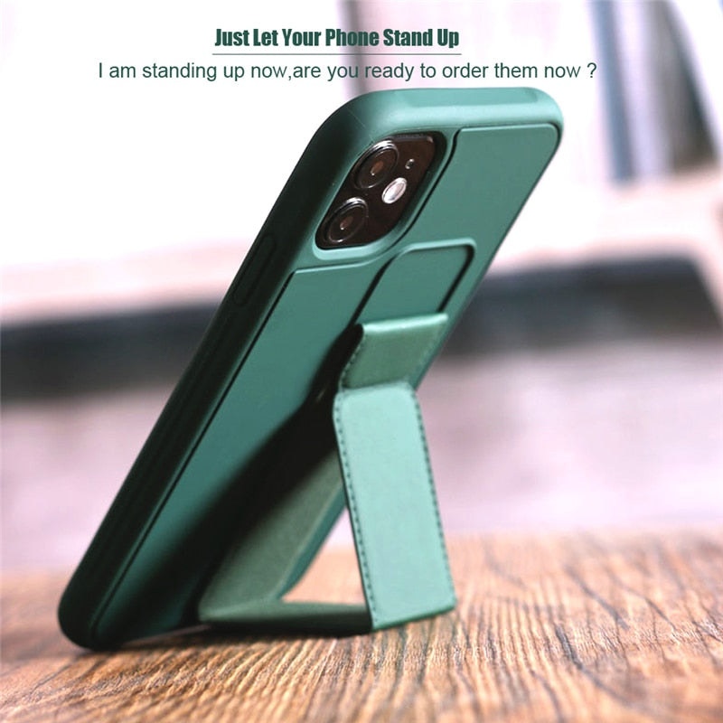 Leather Wrist Strap Case With Stand For iPhone - Case Monkey