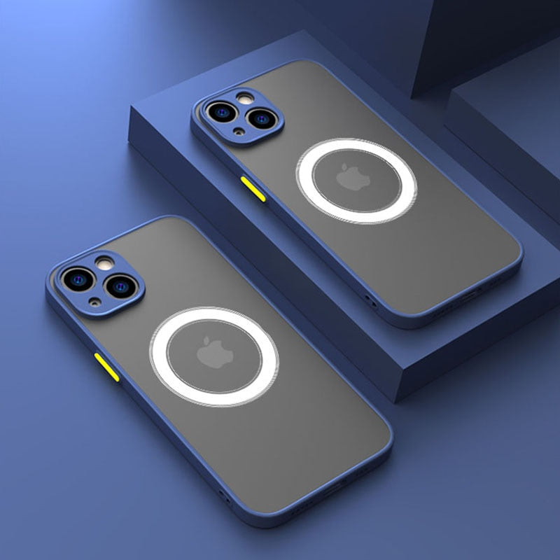 Shockproof Matte Magsafe Apple iPhone Case - blue