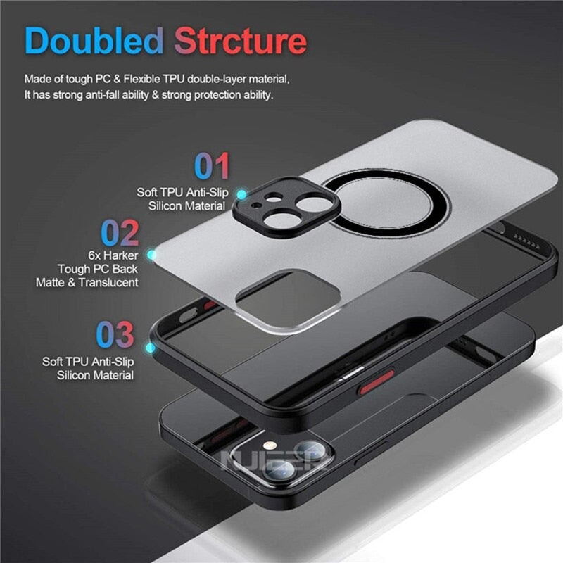 Shockproof Matte Magsafe Apple iPhone Case