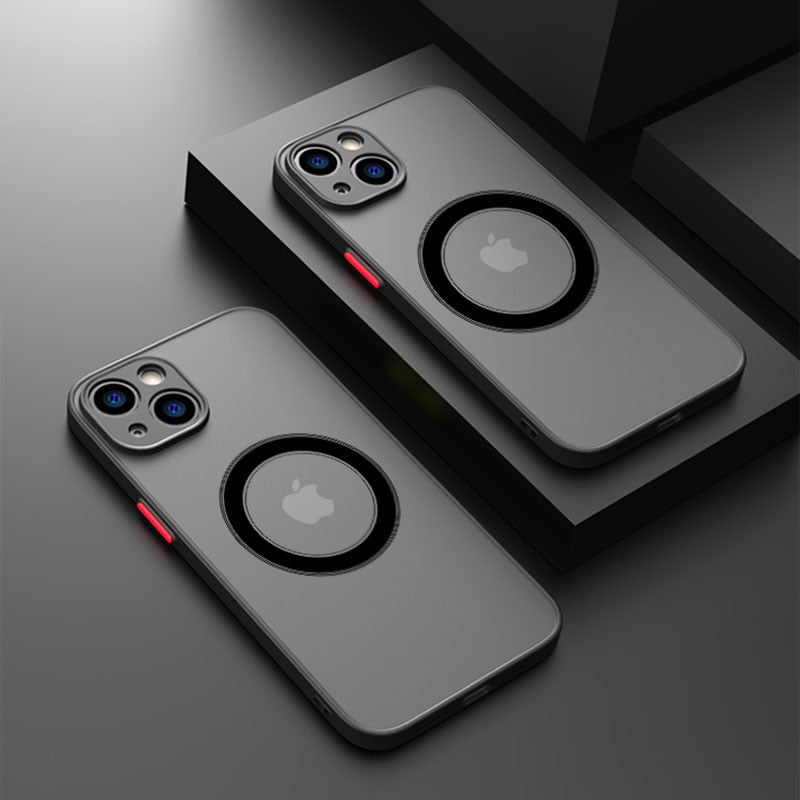 Shockproof Matte Magsafe Apple iPhone Case - black