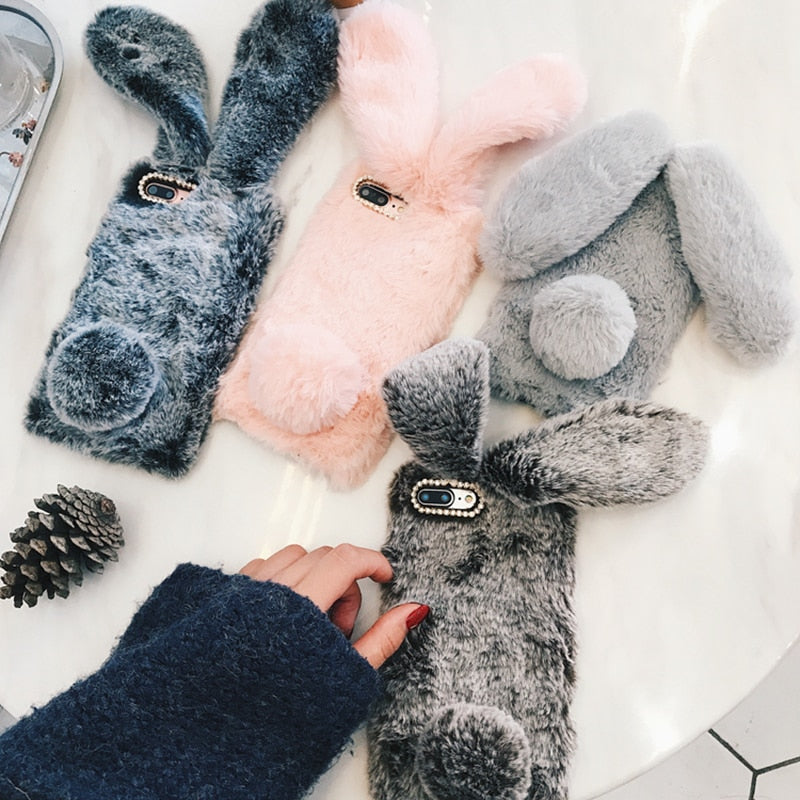 Fluffy Rabbit Ears Case Samsung S8-S22 Fluffy Rabbit Ears Case Samsung S8-S22
